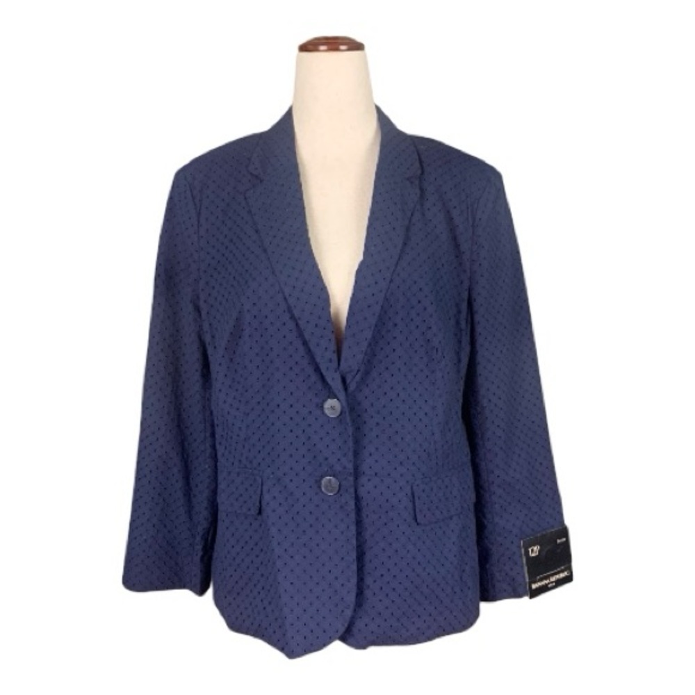 NWT Banana Republic Navy Eyelet Blazer Jacket 100% Cotton Lightweight Size 12P